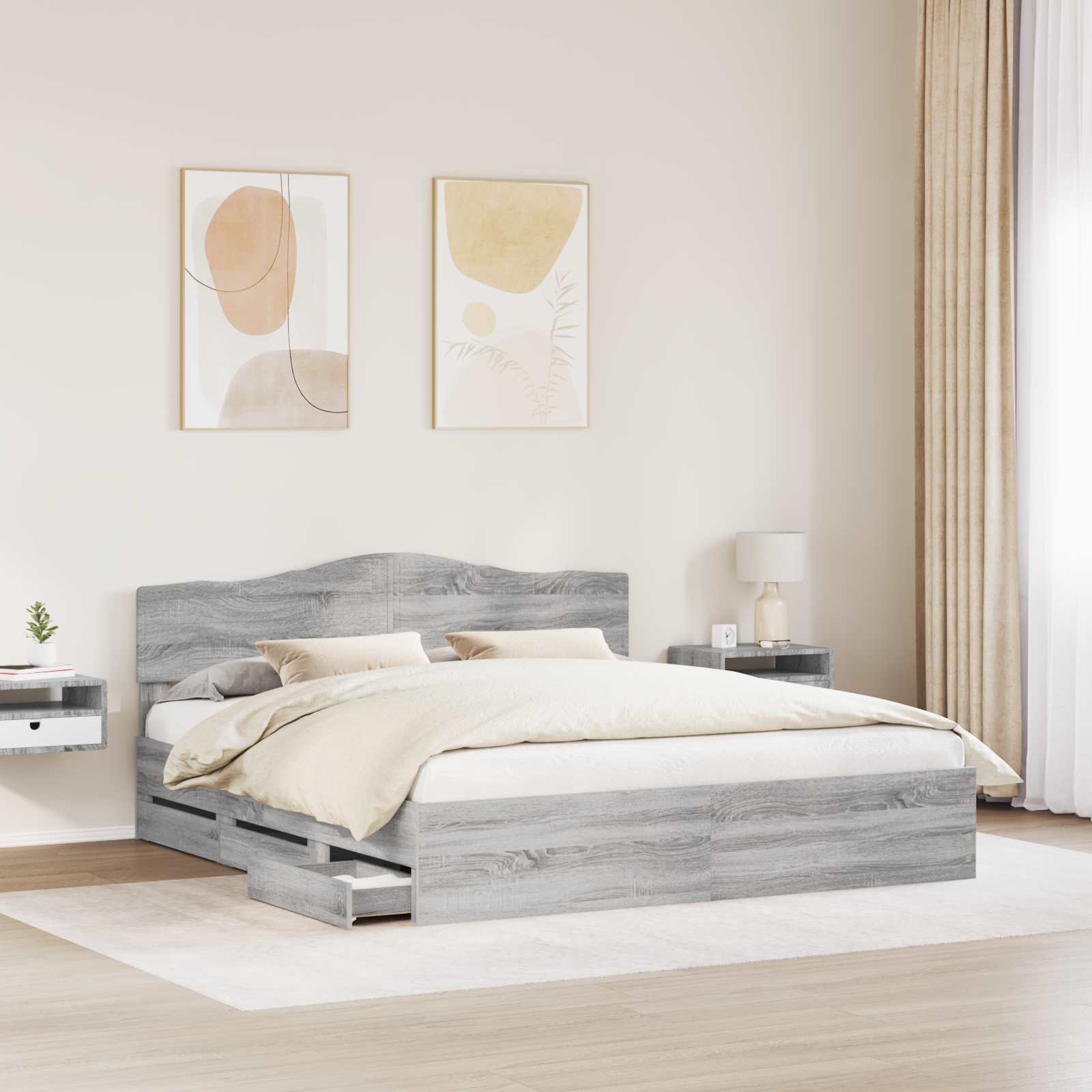 Bettrahmen Graues Sonoma 200 x 200 cm Ingenieurs Holz