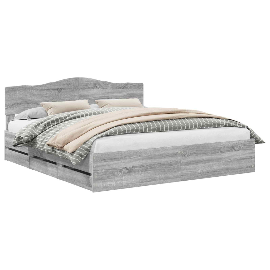 Bettrahmen Graues Sonoma 200 x 200 cm Ingenieurs Holz