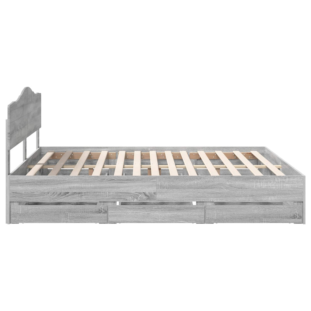 Bettrahmen Graues Sonoma 200 x 200 cm Ingenieurs Holz