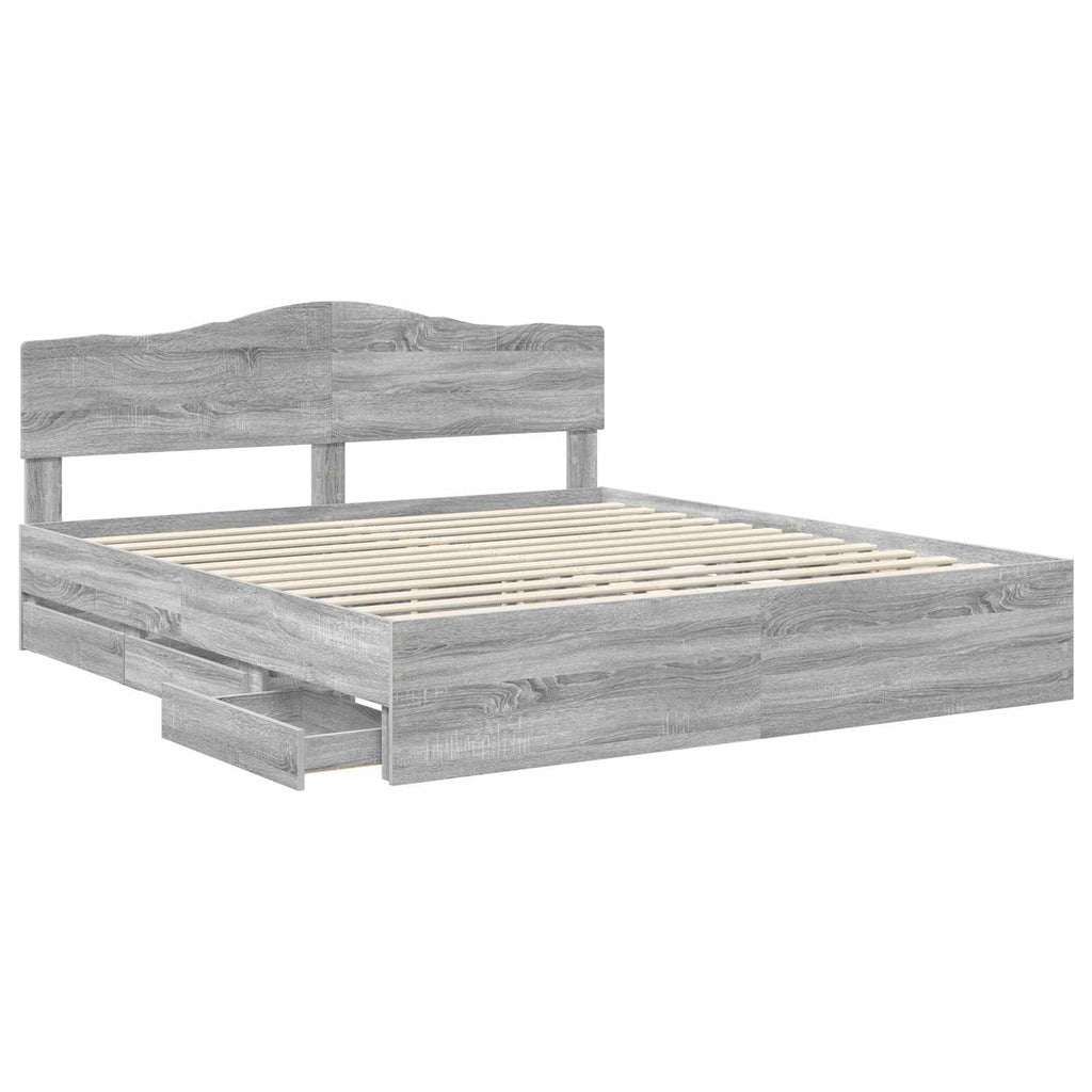 Bettrahmen Graues Sonoma 180 x 200 cm Ingenieurs Holz