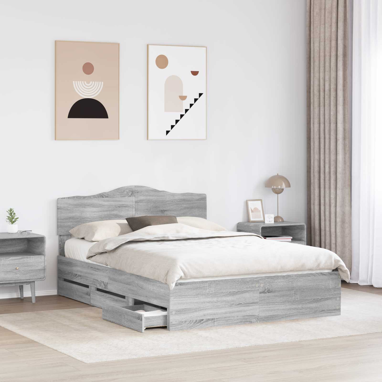 Bettrahmen Graues Sonoma 150 x 200 cm Ingenieurs Holz