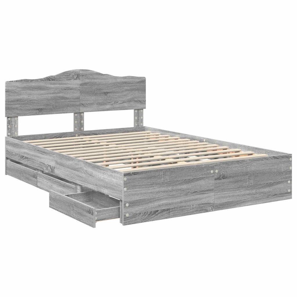 Bettrahmen Graues Sonoma 150 x 200 cm Ingenieurs Holz