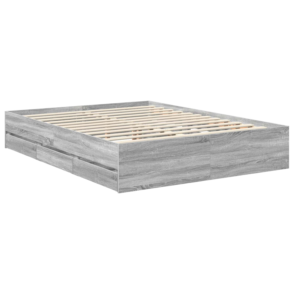 Bettrahmen Graues Sonoma 150 x 200 cm Ingenieurs Holz