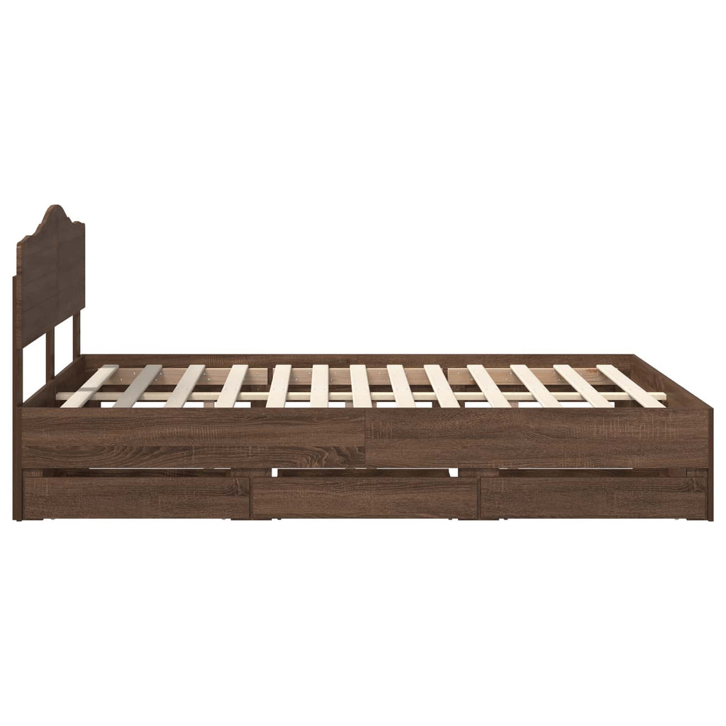 Bettrahmen Braun Eichen-Optik 150 x 200 cm Ingenieurs Holz
