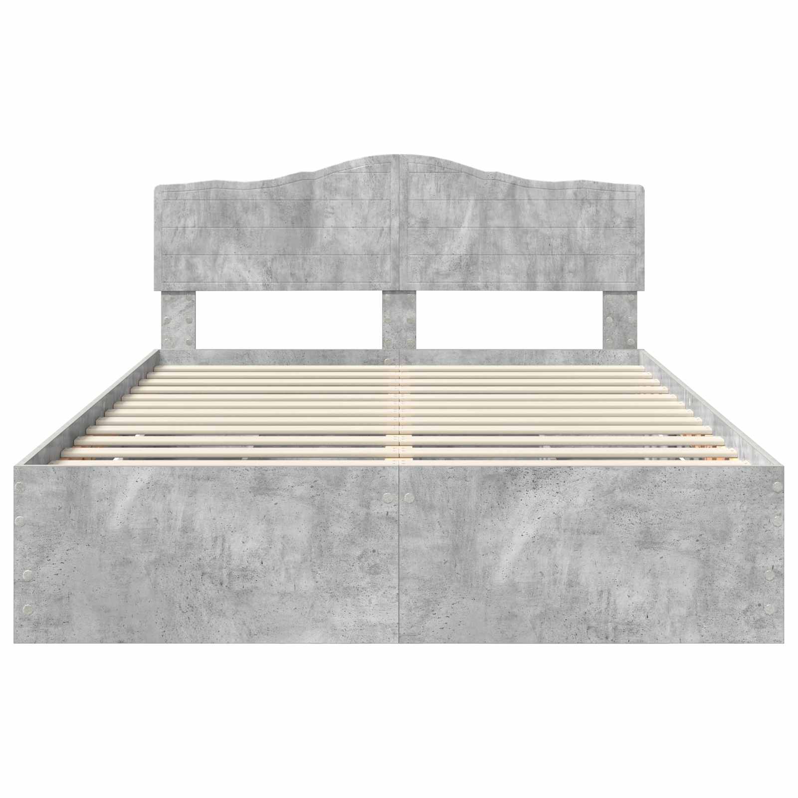 Bettrahmen mit Kopfteil Beton Grau 140 x 190 cm Ingenieurs Holz