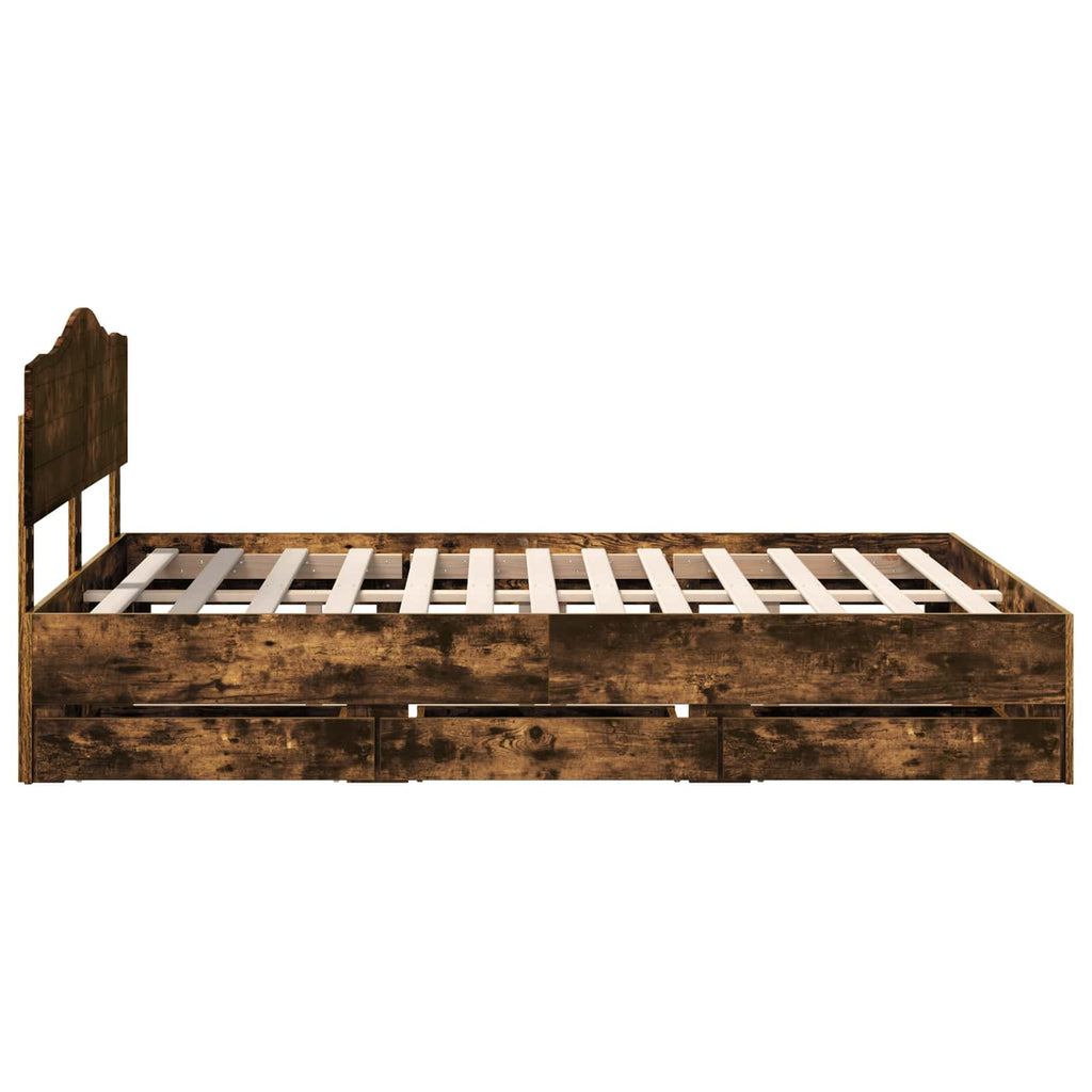 Bettrahmen Geräucherte Eiche 140 x 190 cm Ingenieurs Holz