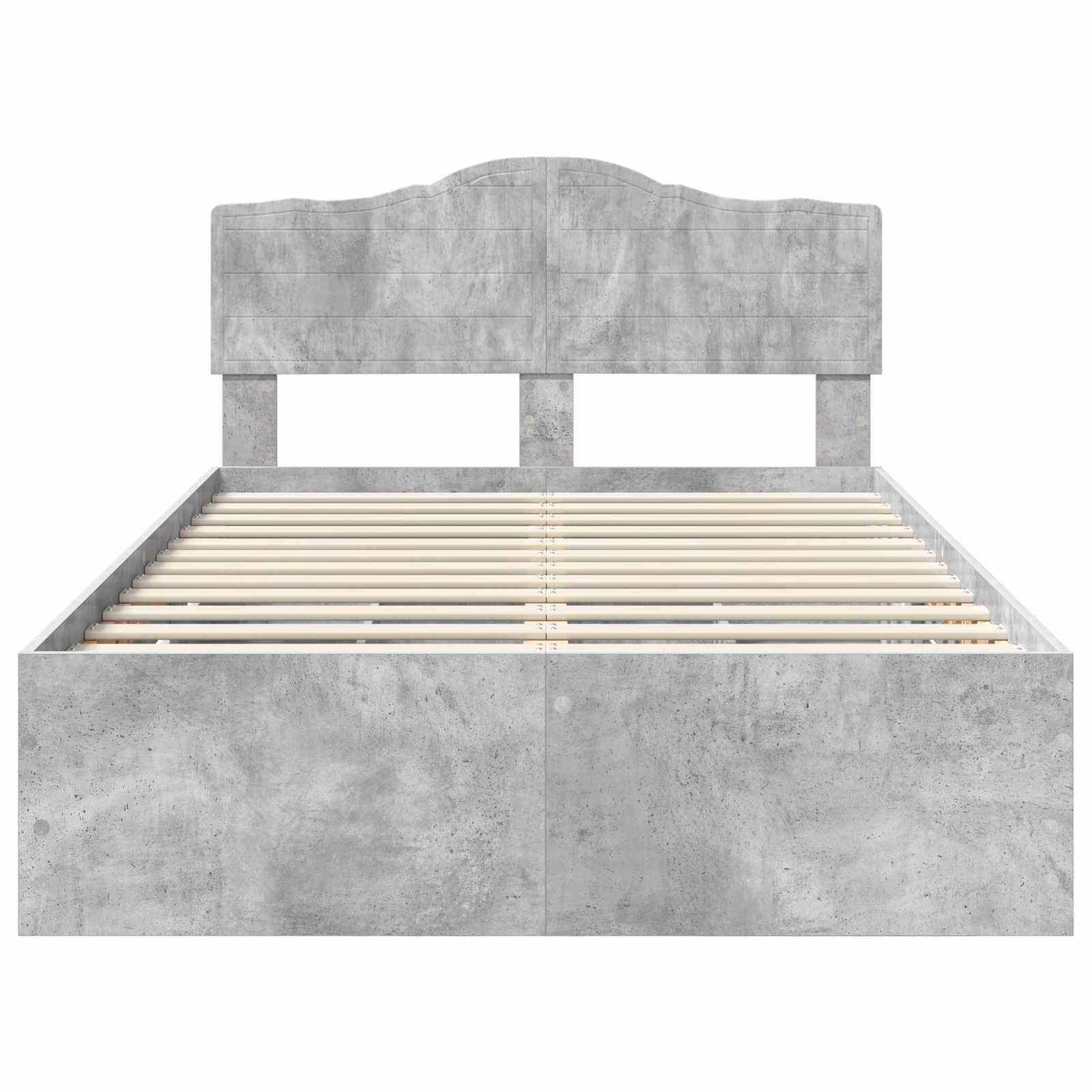 Bettrahmen mit Kopfteil Beton Grau 135 x 190 cm Ingenieurs Holz