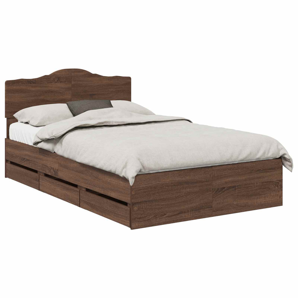 Bettrahmen Braun Eichen-Optik 135 x 190 cm Ingenieurs Holz