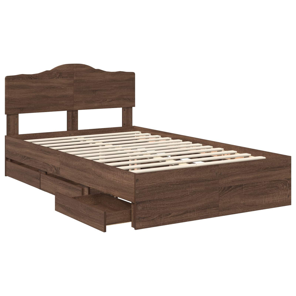 Bettrahmen Braun Eichen-Optik 135 x 190 cm Ingenieurs Holz