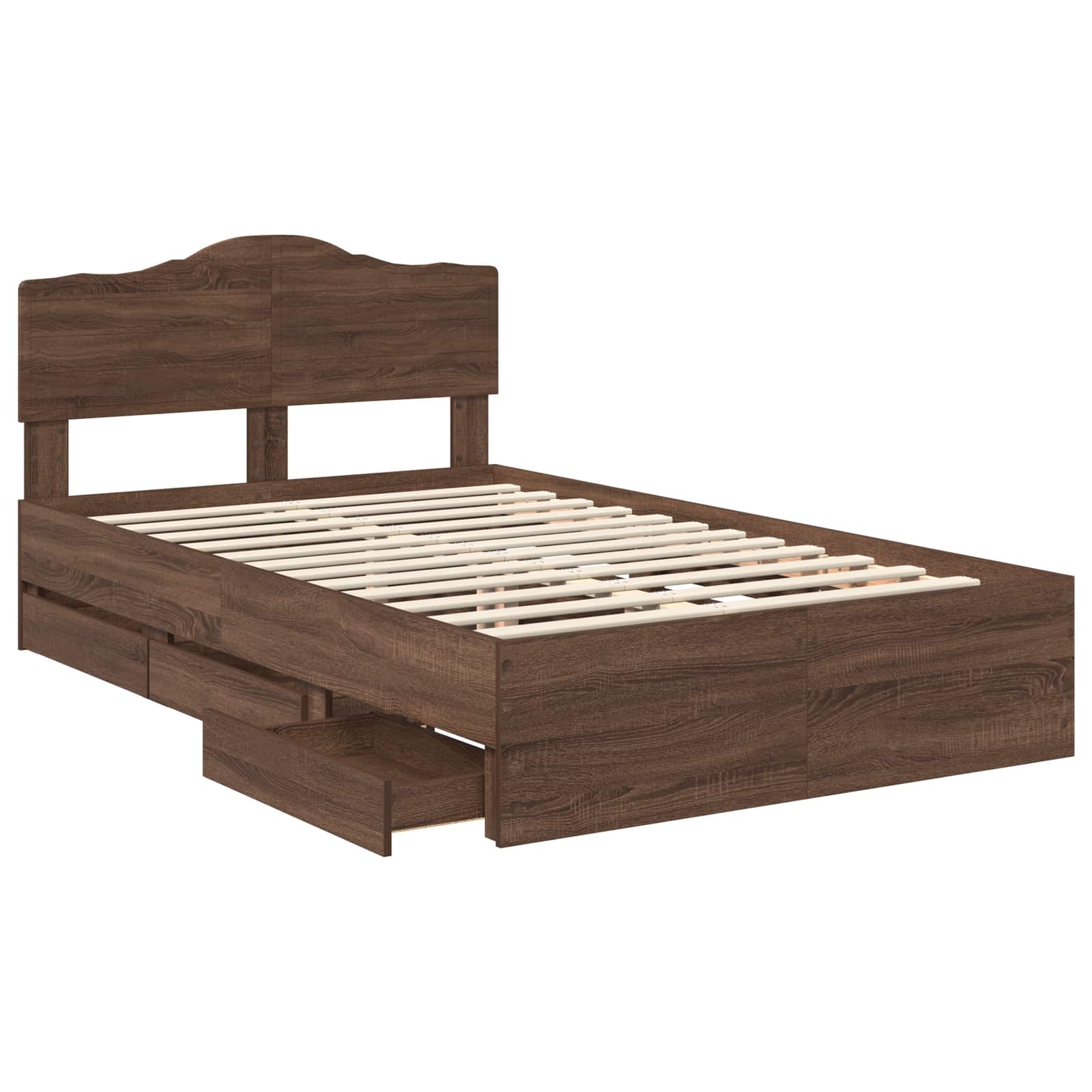 Bettrahmen Braun Eichen-Optik 135 x 190 cm Ingenieurs Holz