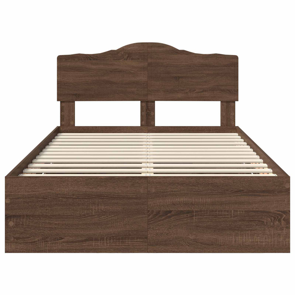 Bettrahmen Braun Eichen-Optik 135 x 190 cm Ingenieurs Holz