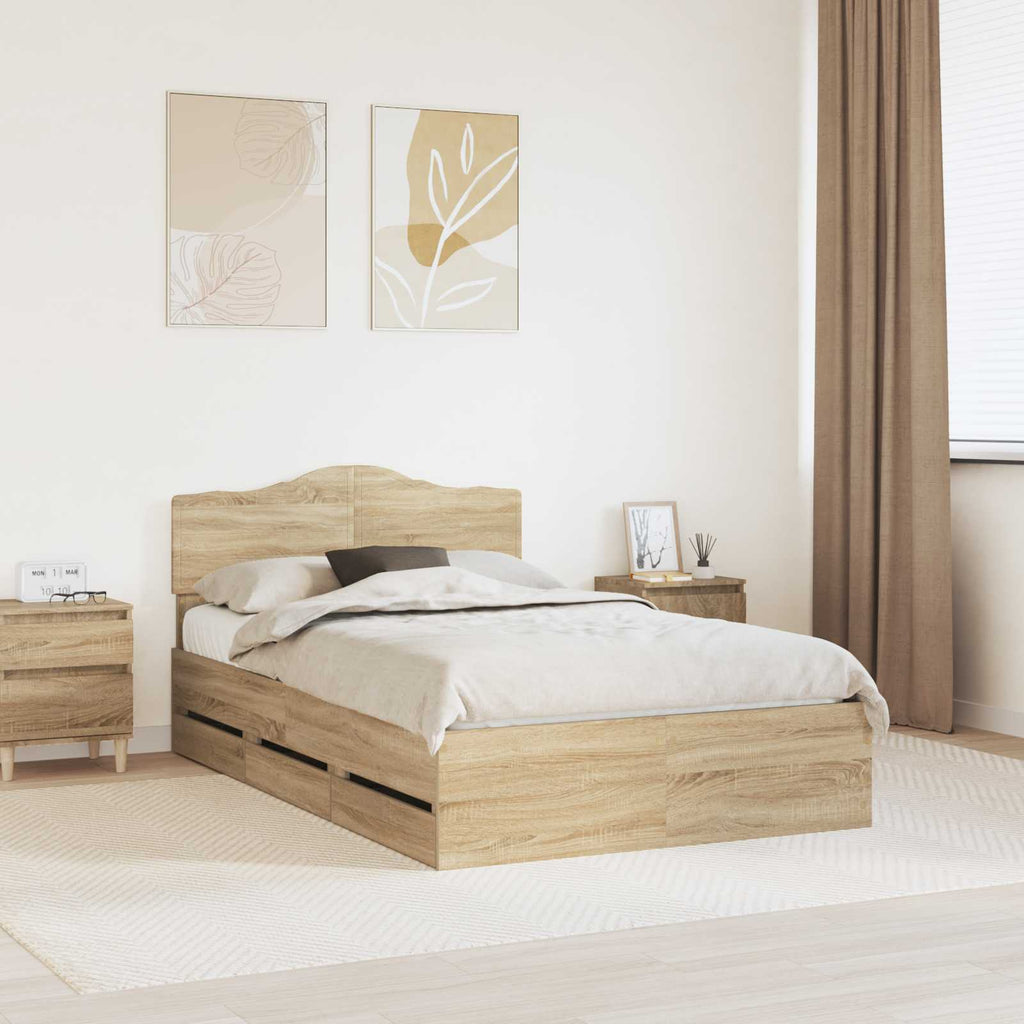 Bettrahmen Sonoma-Eiche 120 x 200 cm Ingenieurs Holz