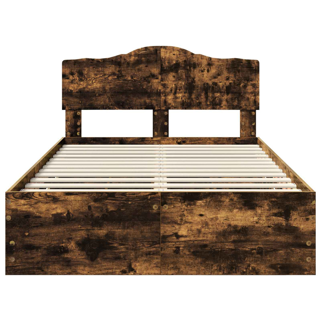 Bettrahmen Geräucherte Eiche 120 x 200 cm Ingenieurs Holz