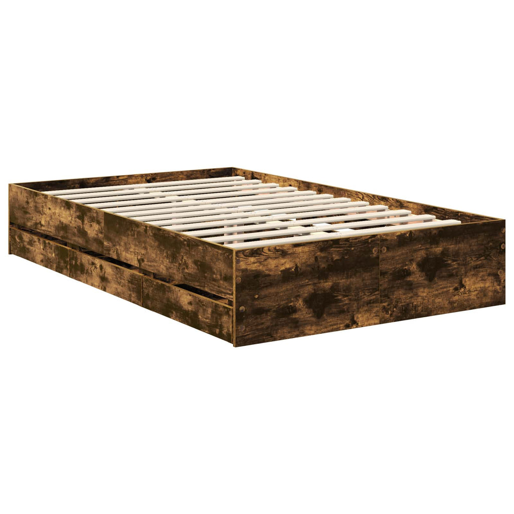 Bettrahmen Geräucherte Eiche 120 x 190 cm Ingenieurs Holz