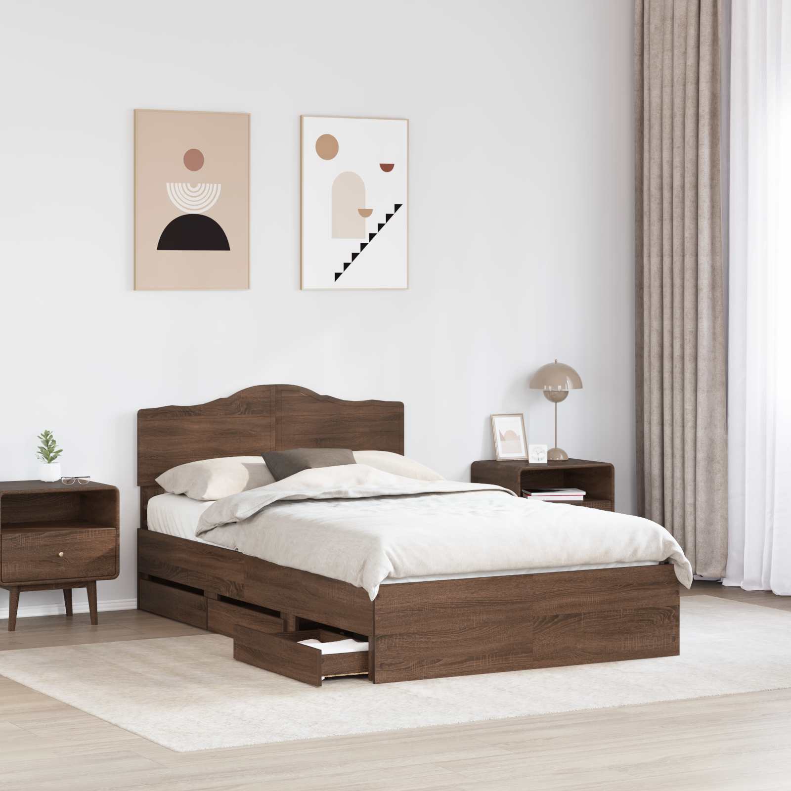 Bettrahmen Braun Eichen-Optik 120 x 190 cm Ingenieurs Holz