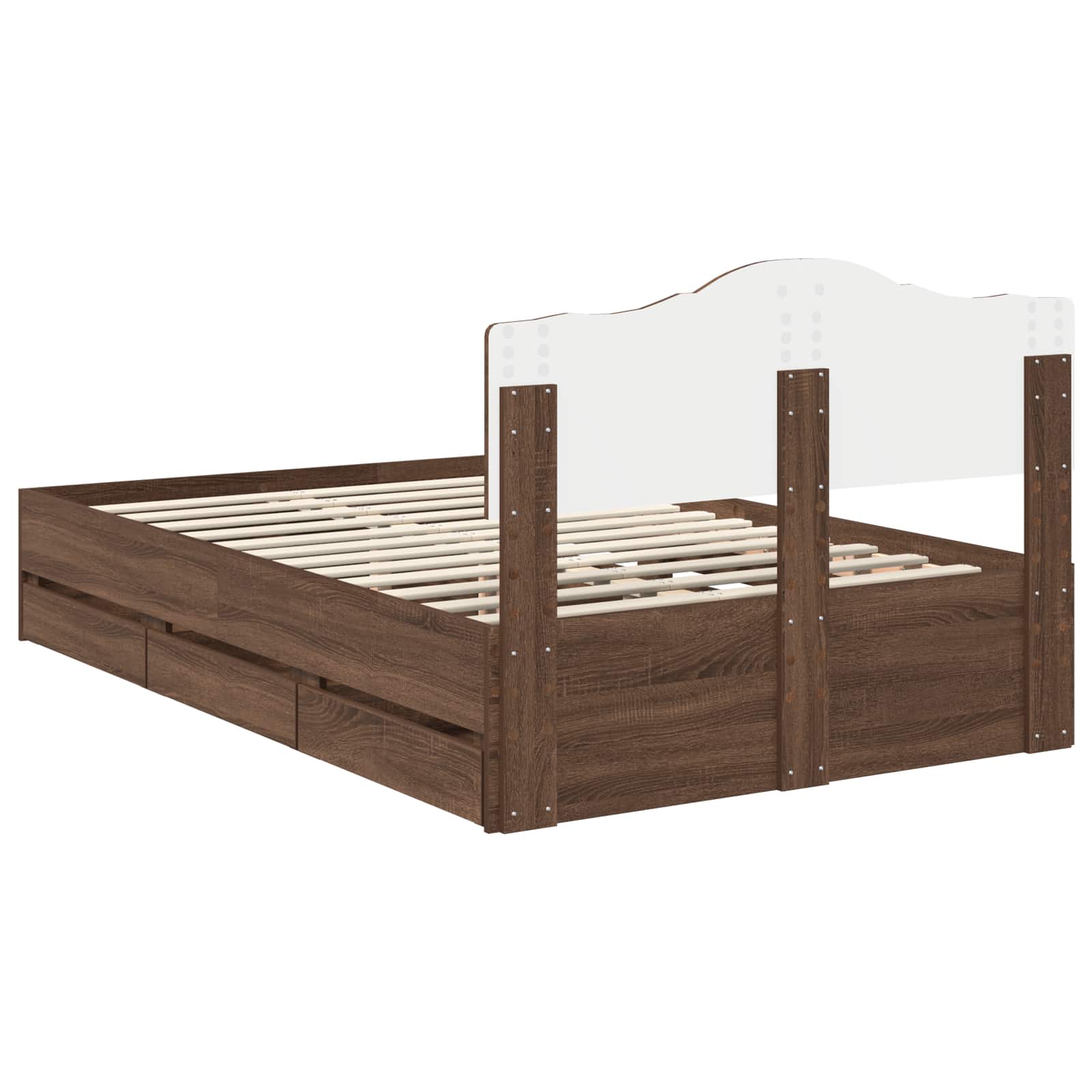 Bettrahmen Braun Eichen-Optik 120 x 190 cm Ingenieurs Holz