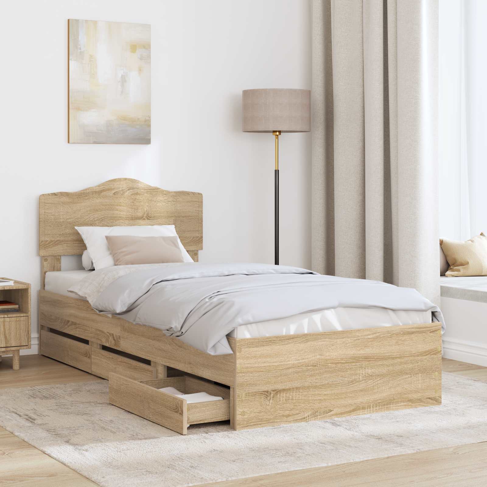 Bettrahmen Sonoma-Eiche 100 x 200 cm Ingenieurs Holz
