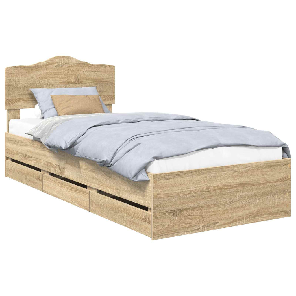 Bettrahmen Sonoma-Eiche 100 x 200 cm Ingenieurs Holz