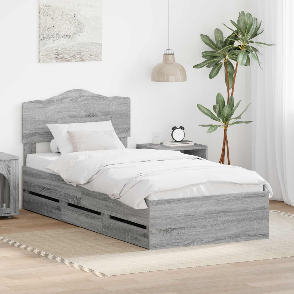 Bettrahmen Graues Sonoma 100 x 200 cm Ingenieurs Holz