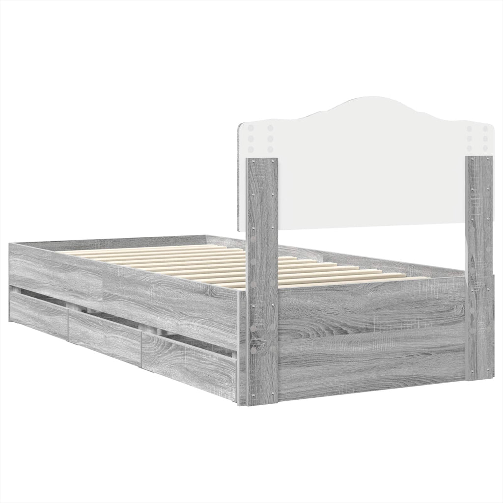 Bettrahmen Graues Sonoma 100 x 200 cm Ingenieurs Holz
