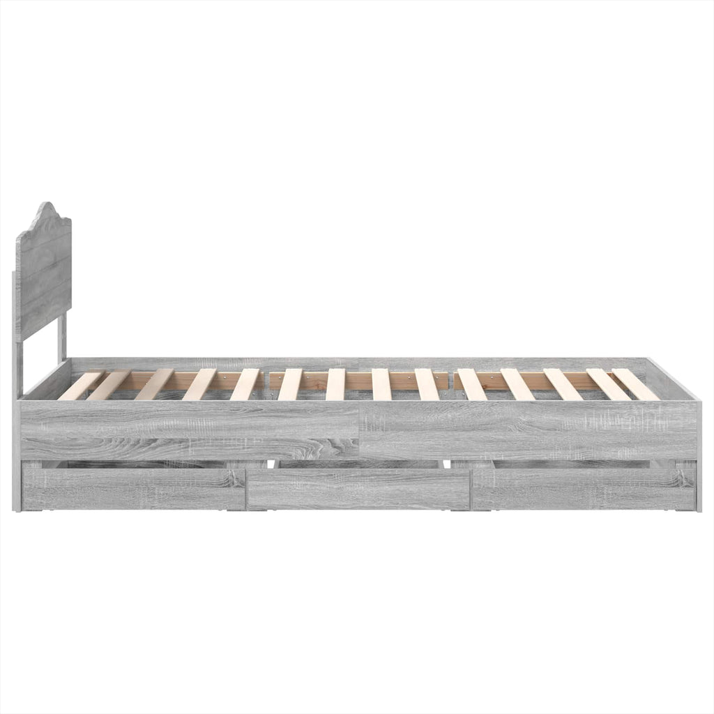 Bettrahmen Graues Sonoma 100 x 200 cm Ingenieurs Holz