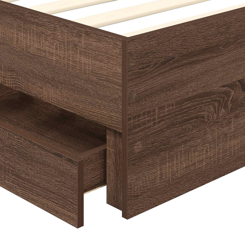 Bettrahmen Braun Eichen-Optik 100 x 200 cm Ingenieurs Holz