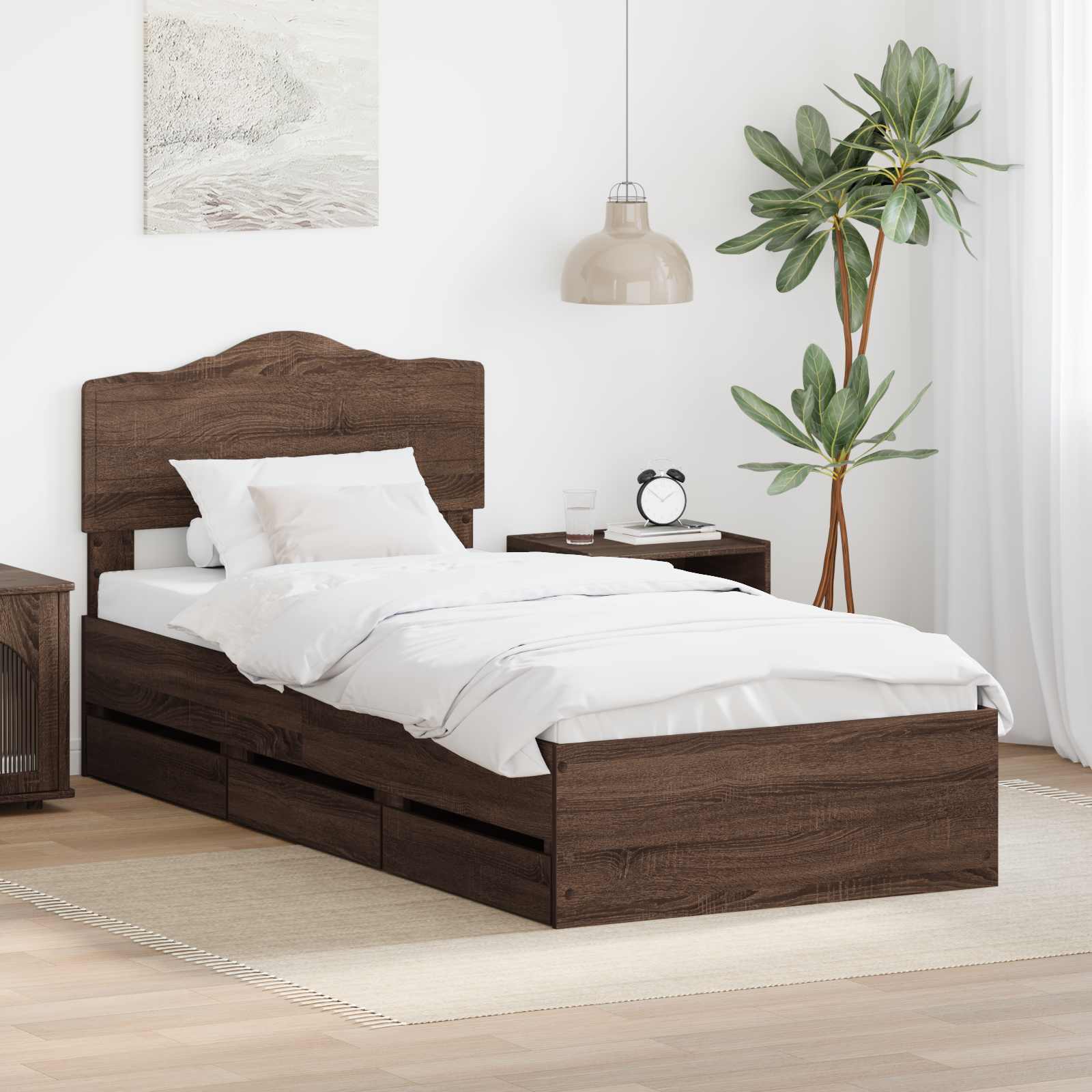 Bettrahmen Braun Eichen-Optik 100 x 200 cm Ingenieurs Holz