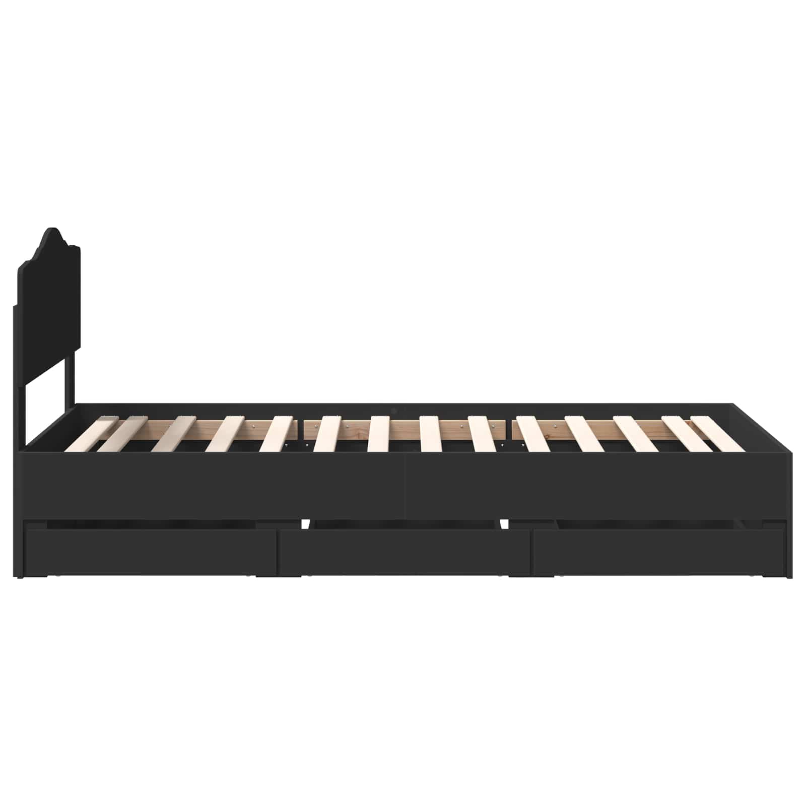 Bettrahmen mit Schubladen Schwarz 90 x 200 cm Ingenieurs Holz