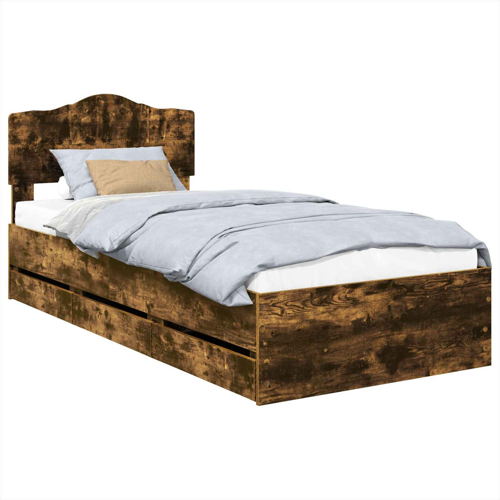 Bettrahmen Geräucherte Eiche 90 x 190 cm Ingenieurs Holz