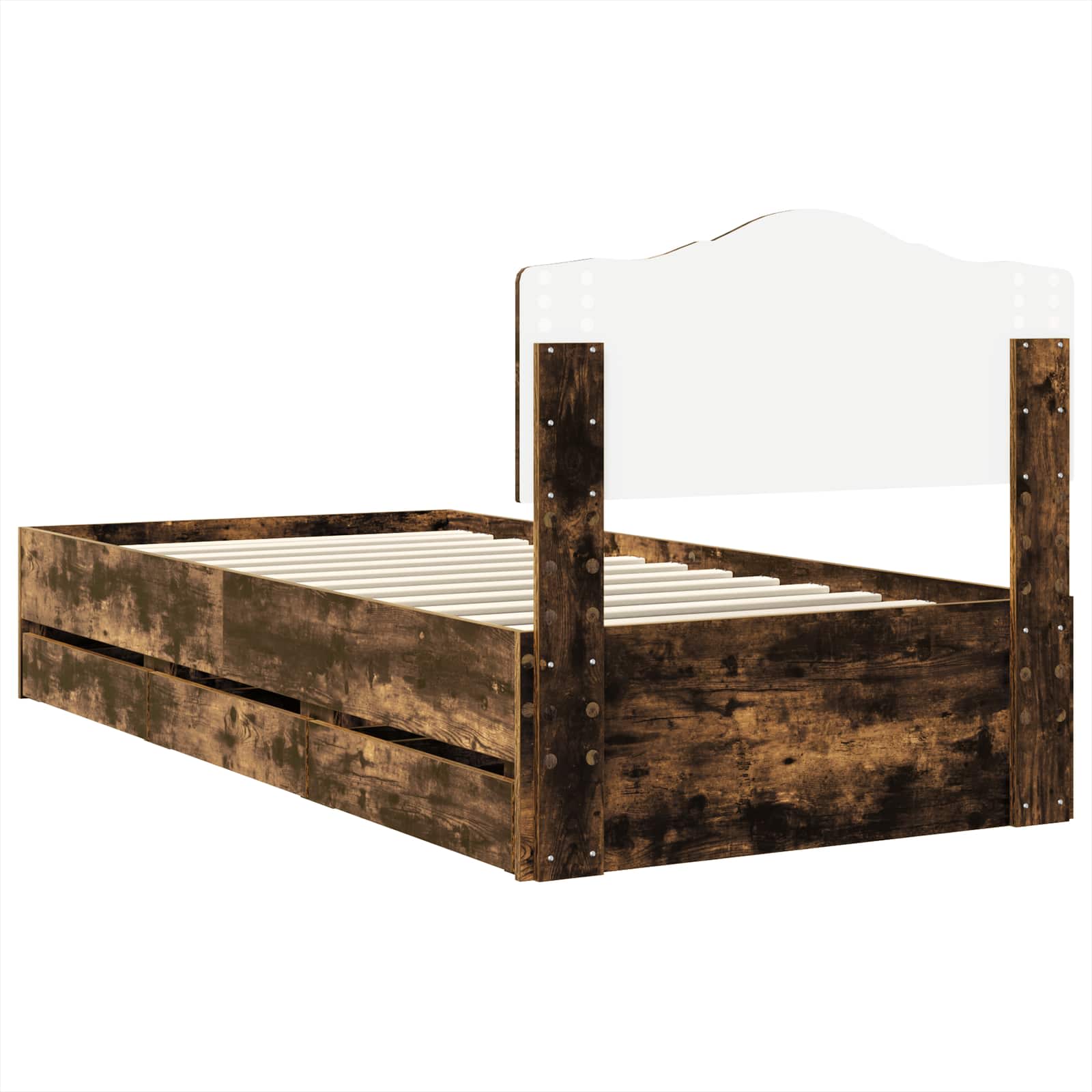 Bettrahmen Geräucherte Eiche 90 x 190 cm Ingenieurs Holz