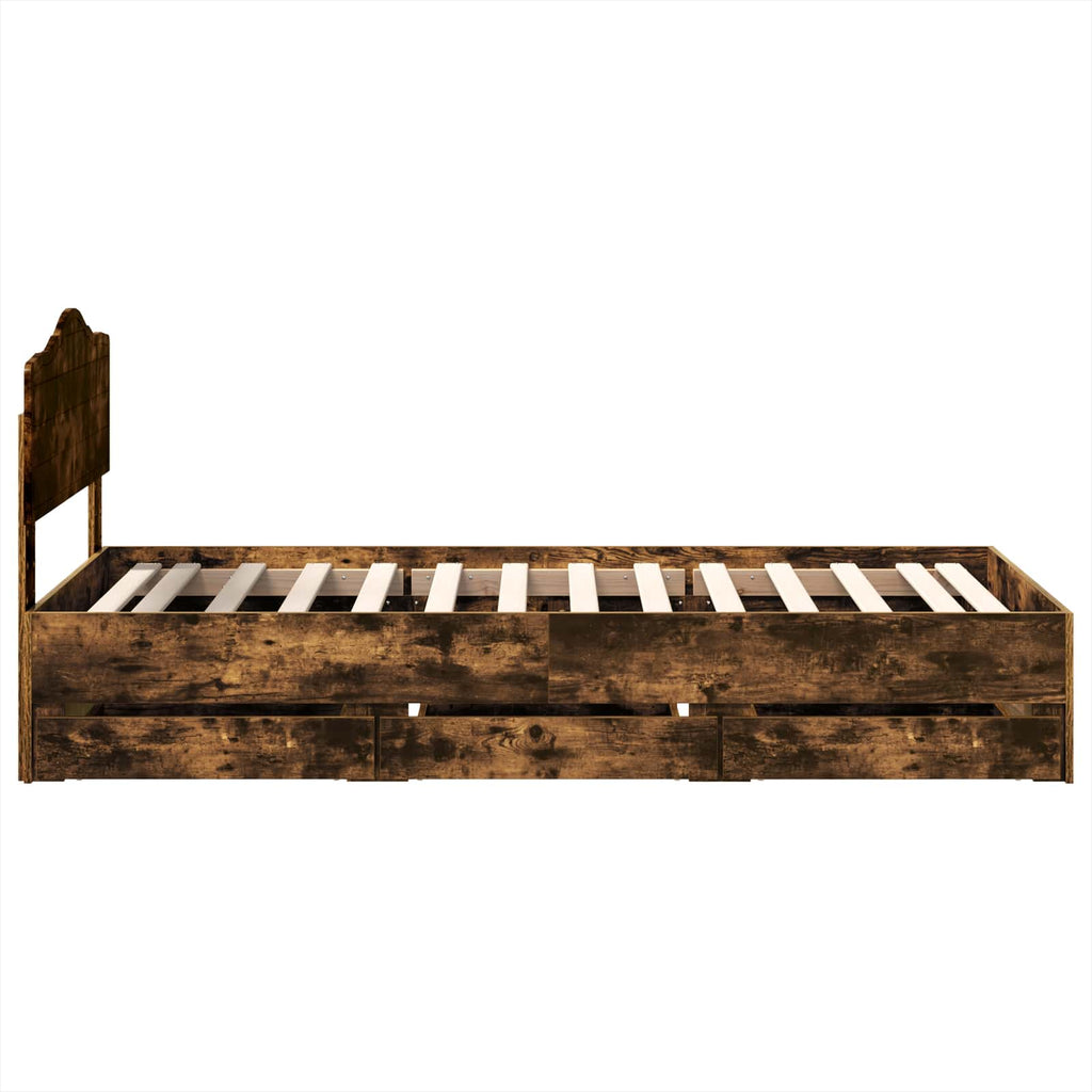 Bettrahmen Geräucherte Eiche 90 x 190 cm Ingenieurs Holz