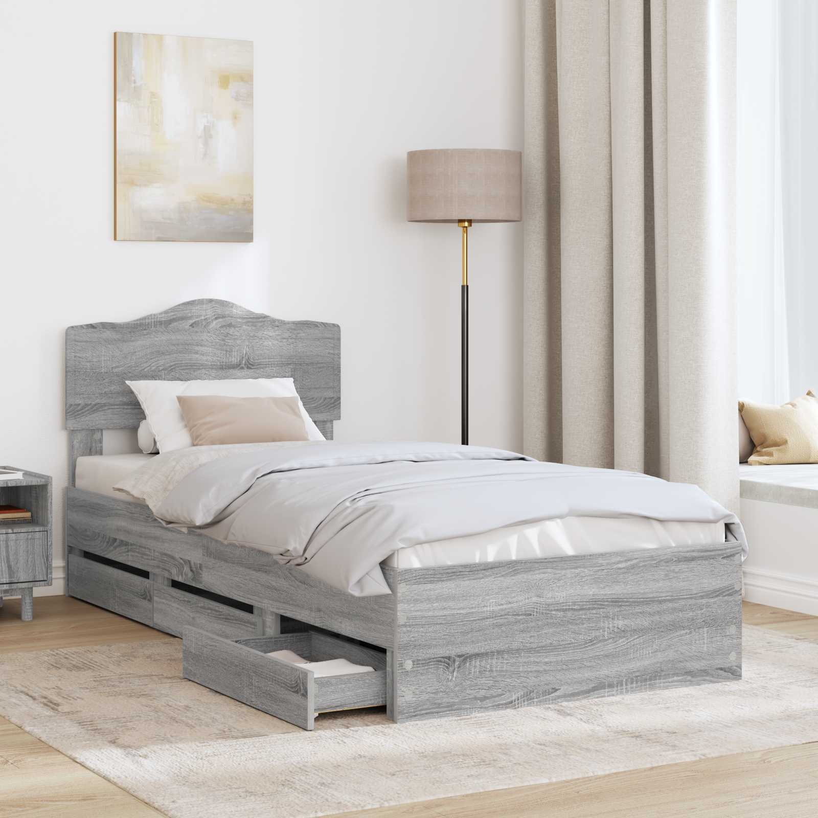 Bettrahmen Graues Sonoma 90 x 190 cm Ingenieurs Holz