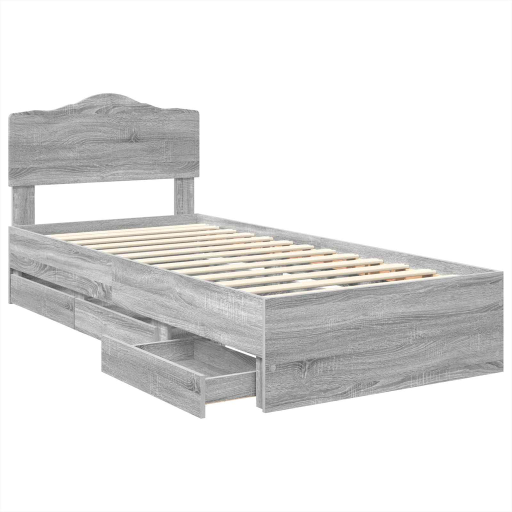 Bettrahmen Graues Sonoma 90 x 190 cm Ingenieurs Holz