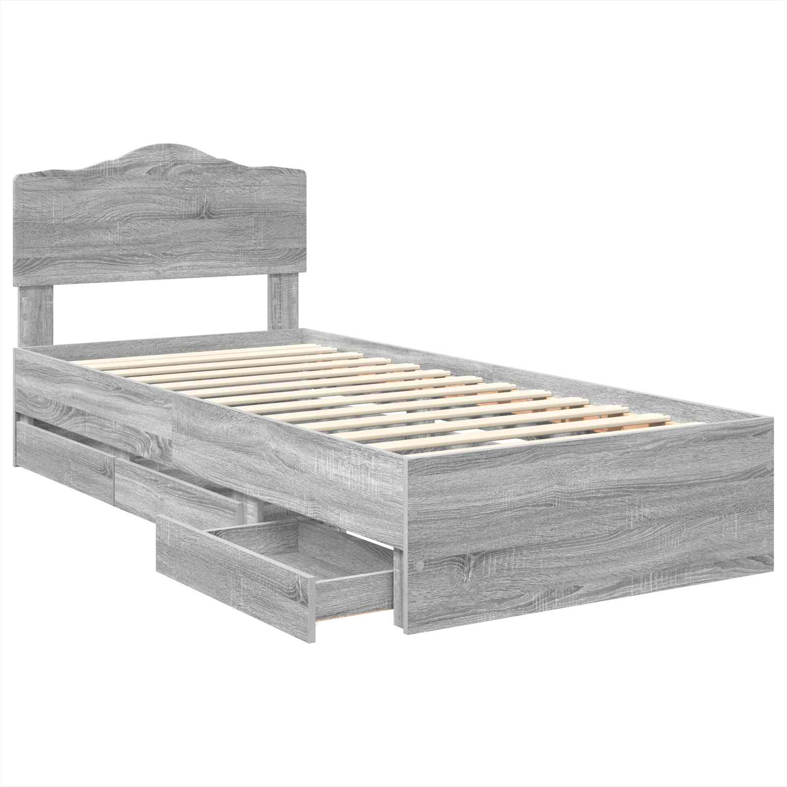 Bettrahmen Graues Sonoma 90 x 190 cm Ingenieurs Holz
