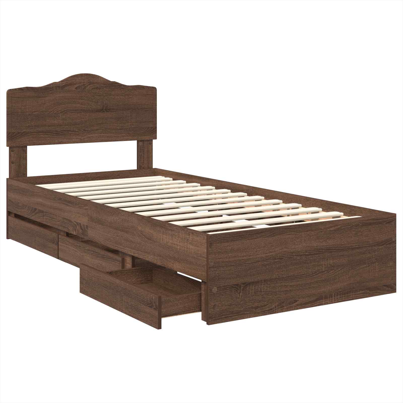 Bettrahmen Braun Eichen-Optik 90 x 190 cm Ingenieurs Holz