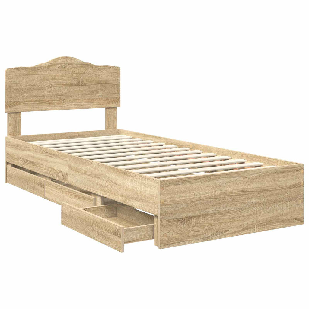Bettrahmen Sonoma-Eiche 75 x 190 cm Ingenieurs Holz