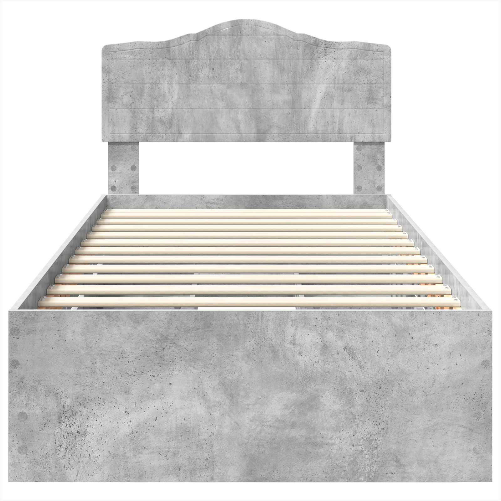 Bettrahmen mit Kopfteil Beton Grau 75 x 190 cm Ingenieurs Holz
