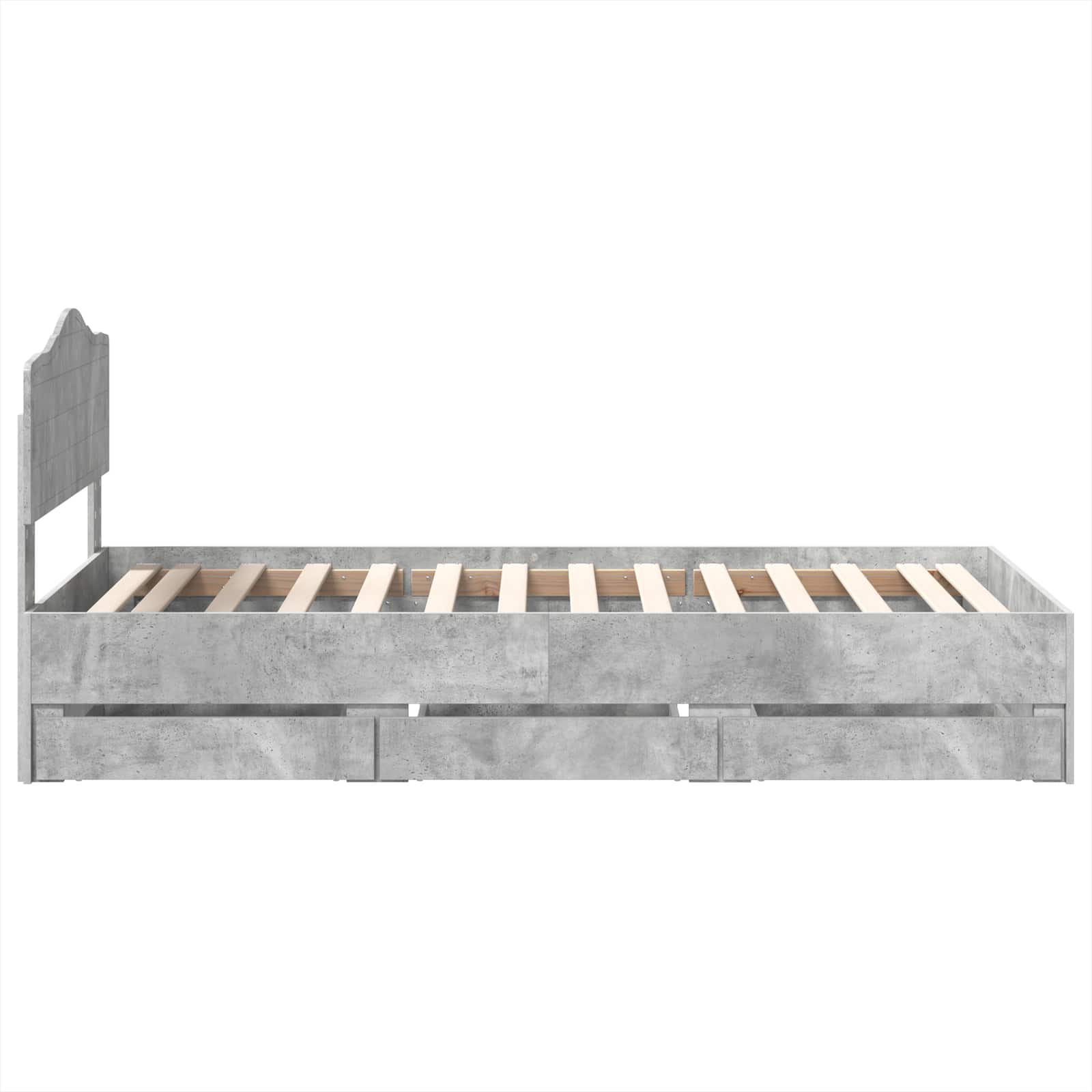 Bettrahmen mit Kopfteil Beton Grau 75 x 190 cm Ingenieurs Holz