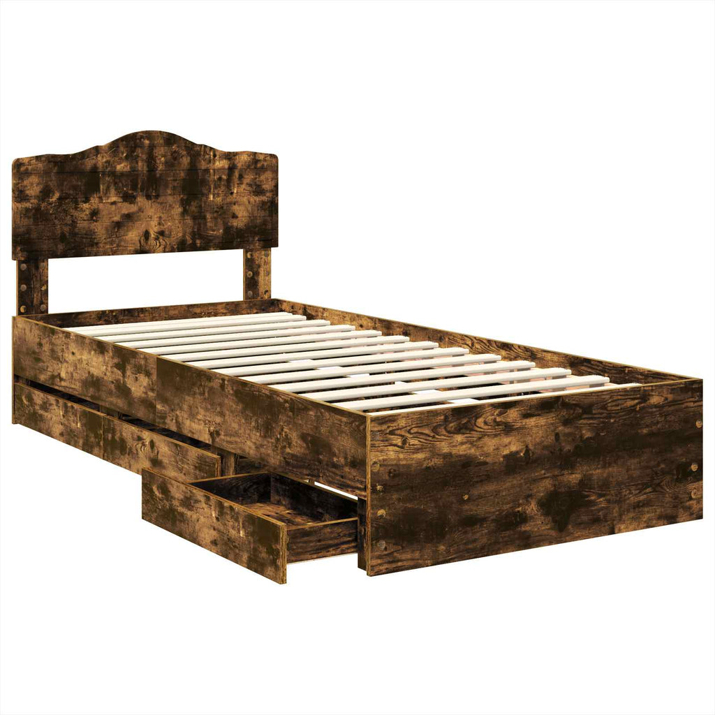 Bettrahmen Geräucherte Eiche 75 x 190 cm Ingenieurs Holz