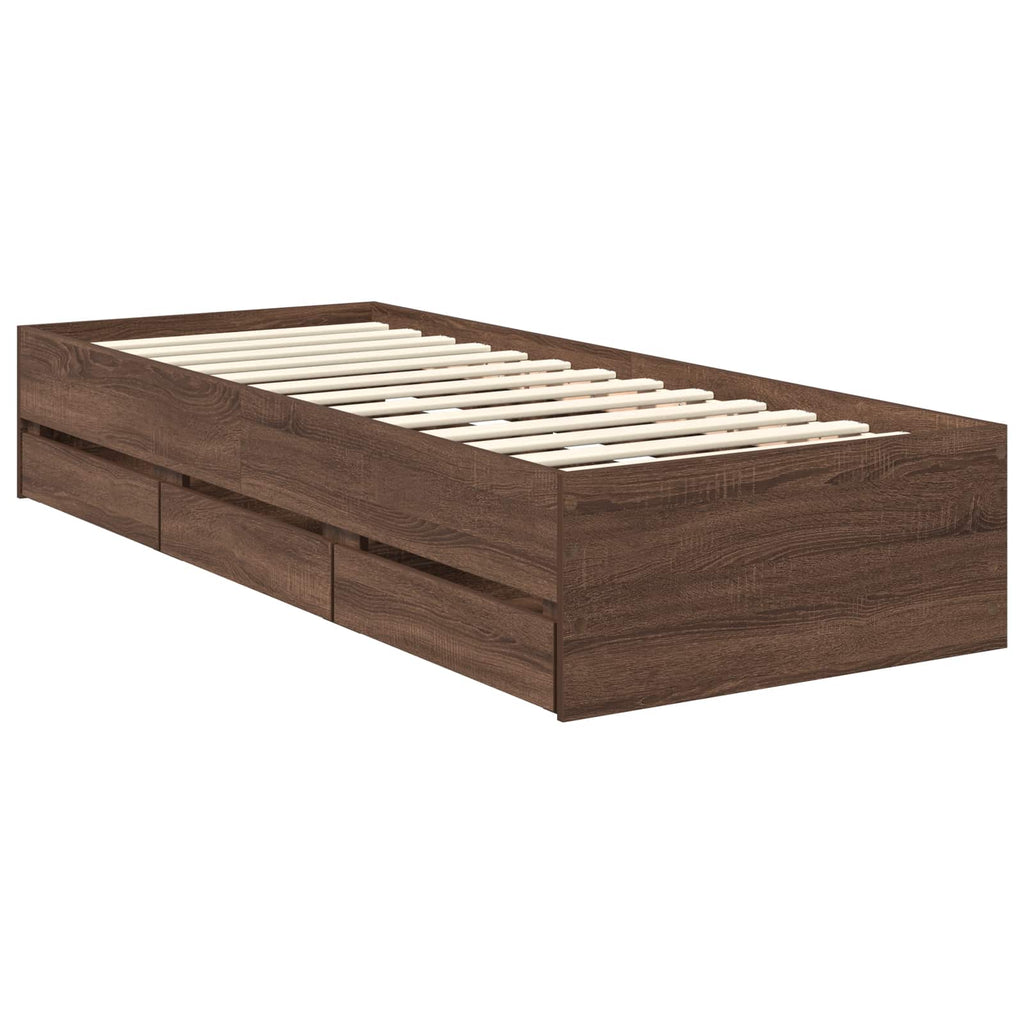 Bettrahmen Braun Eichen-Optik 75 x 190 cm Ingenieurs Holz