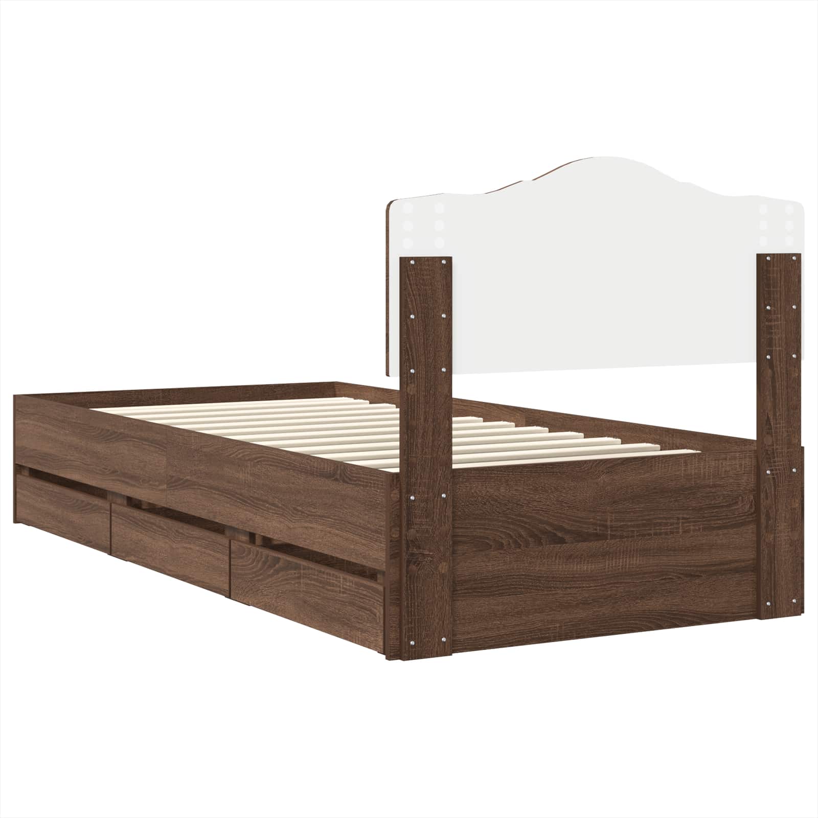 Bettrahmen Braun Eichen-Optik 75 x 190 cm Ingenieurs Holz