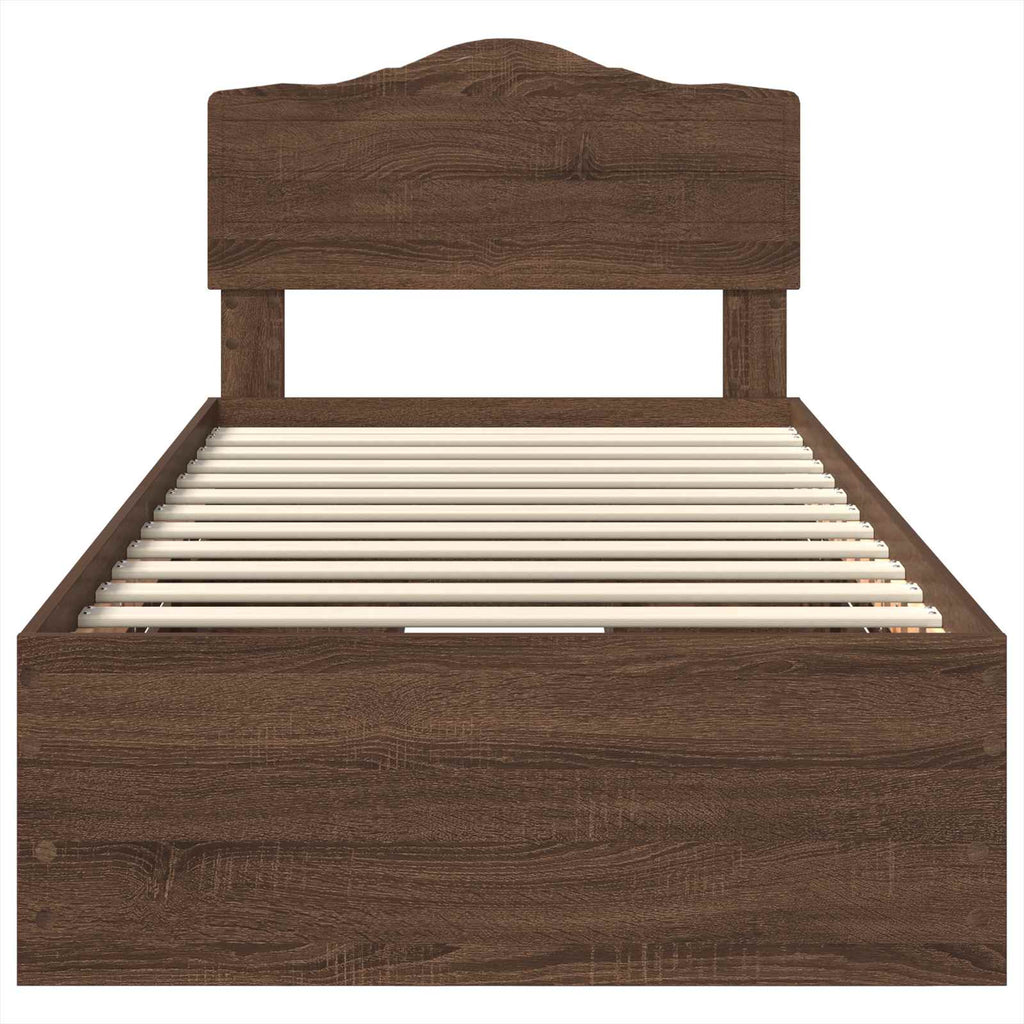 Bettrahmen Braun Eichen-Optik 75 x 190 cm Ingenieurs Holz
