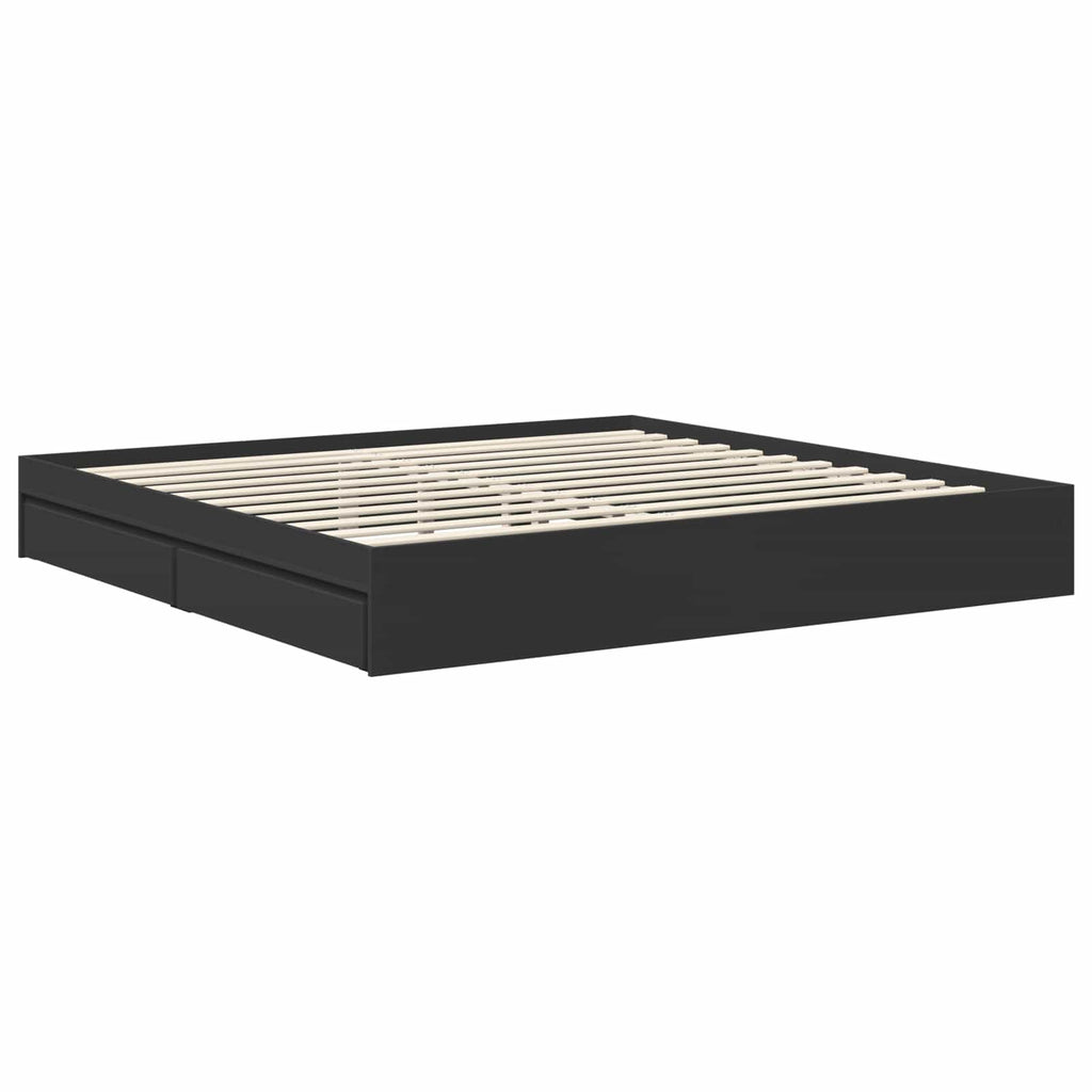 Aufbewahrungsbett Schwarz 200 x 200 cm Holzwerkstoff