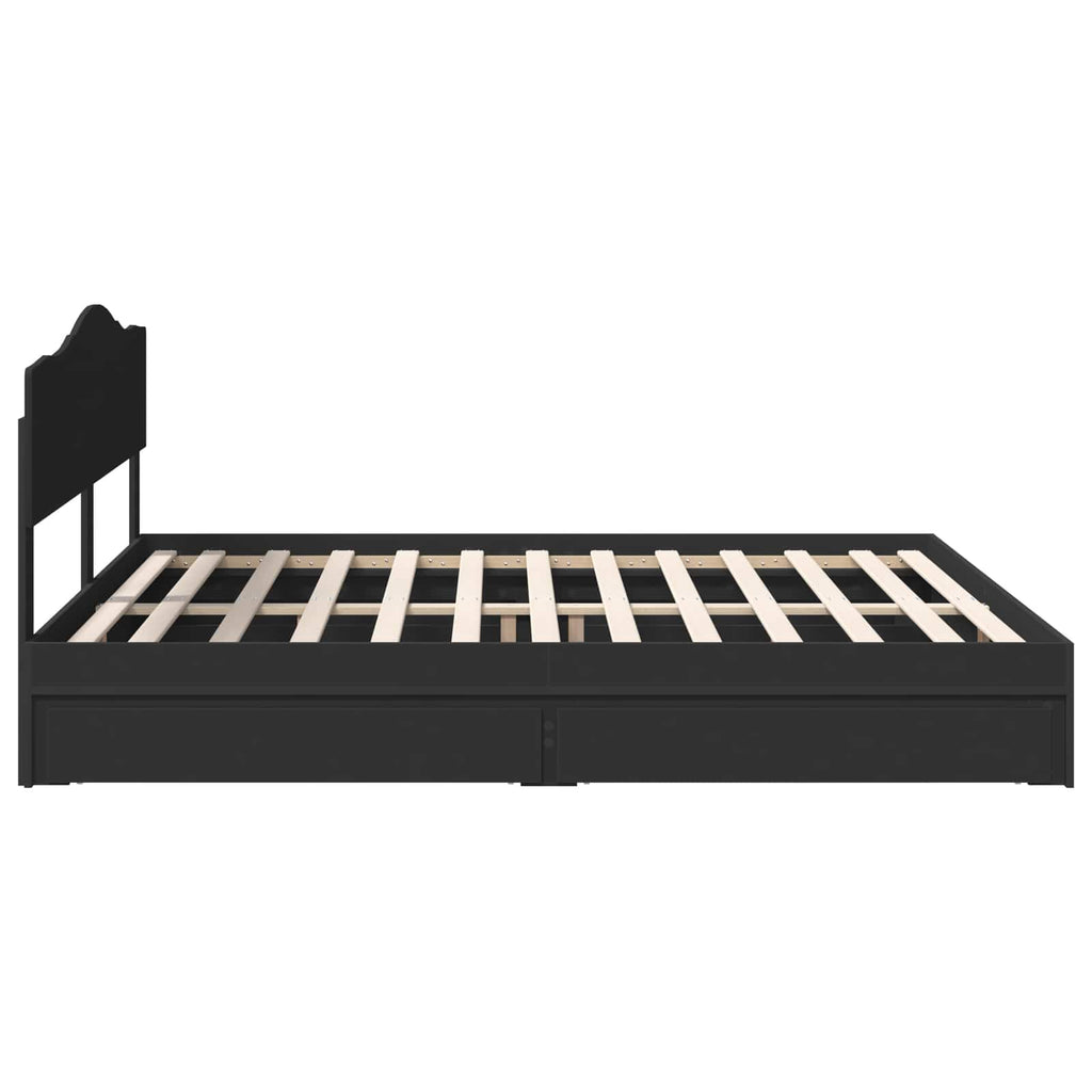 Aufbewahrungsbett Schwarz 200 x 200 cm Holzwerkstoff