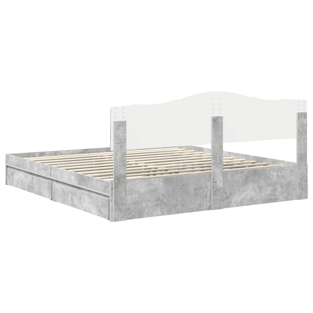 Aufbewahrungsbett Beton Grau 200 x 200 cm Holzwerkstoff