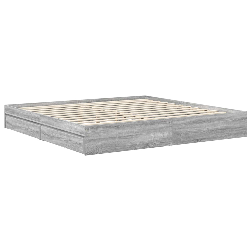Aufbewahrungsbett Graues Sonoma 200 x 200 cm Holzwerkstoff