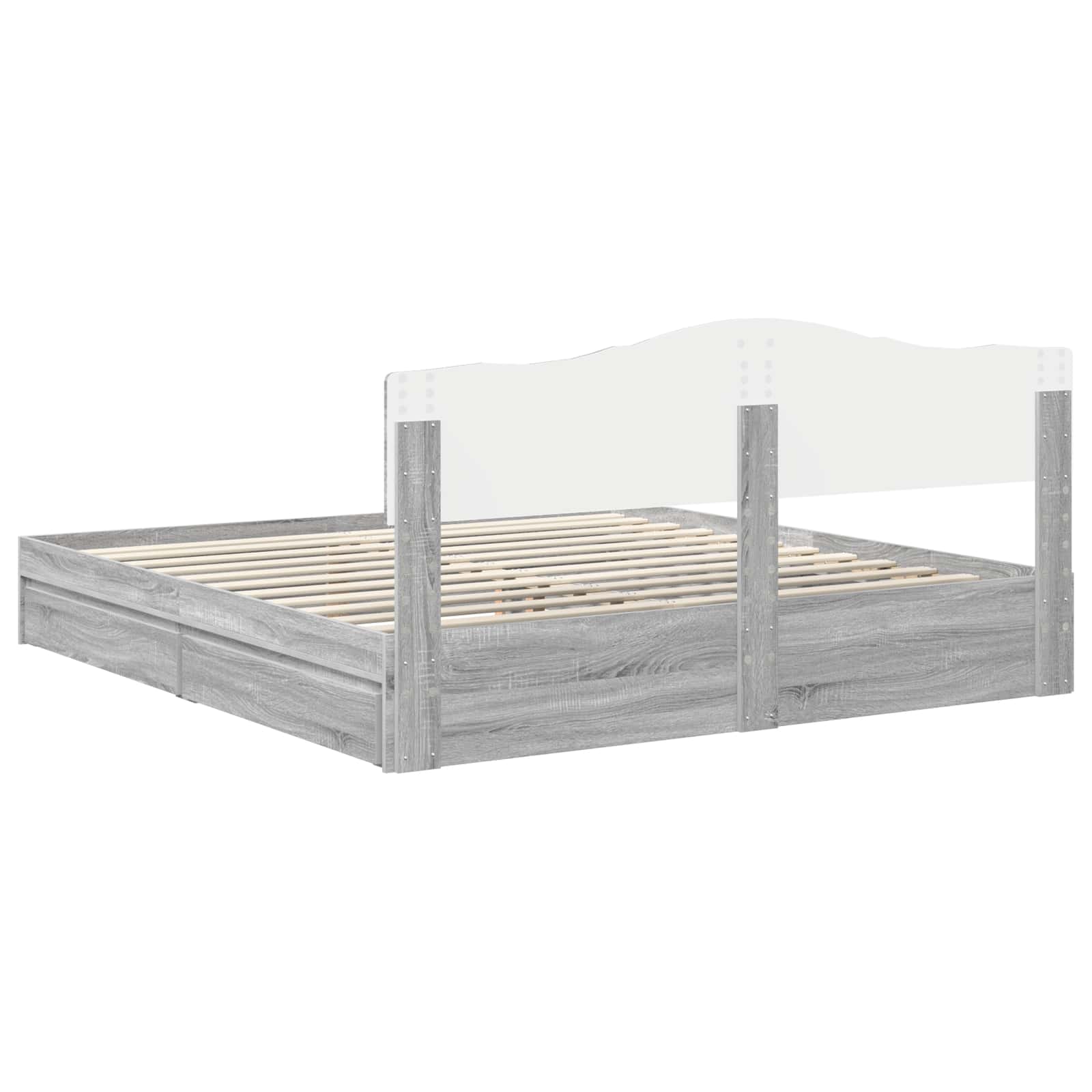 Aufbewahrungsbett Graues Sonoma 200 x 200 cm Holzwerkstoff