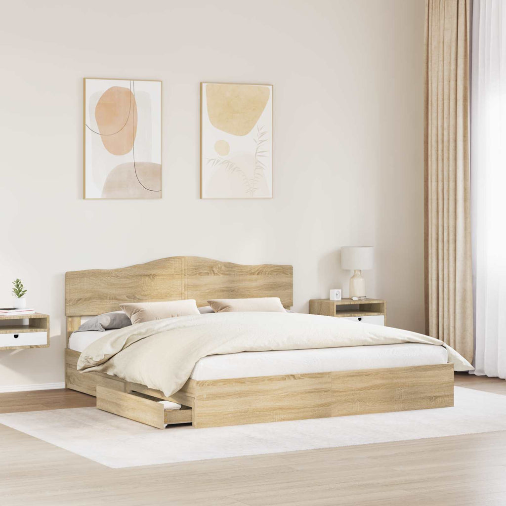 Aufbewahrungsbett Sonoma-Eiche 180 x 200 cm Holzwerkstoff