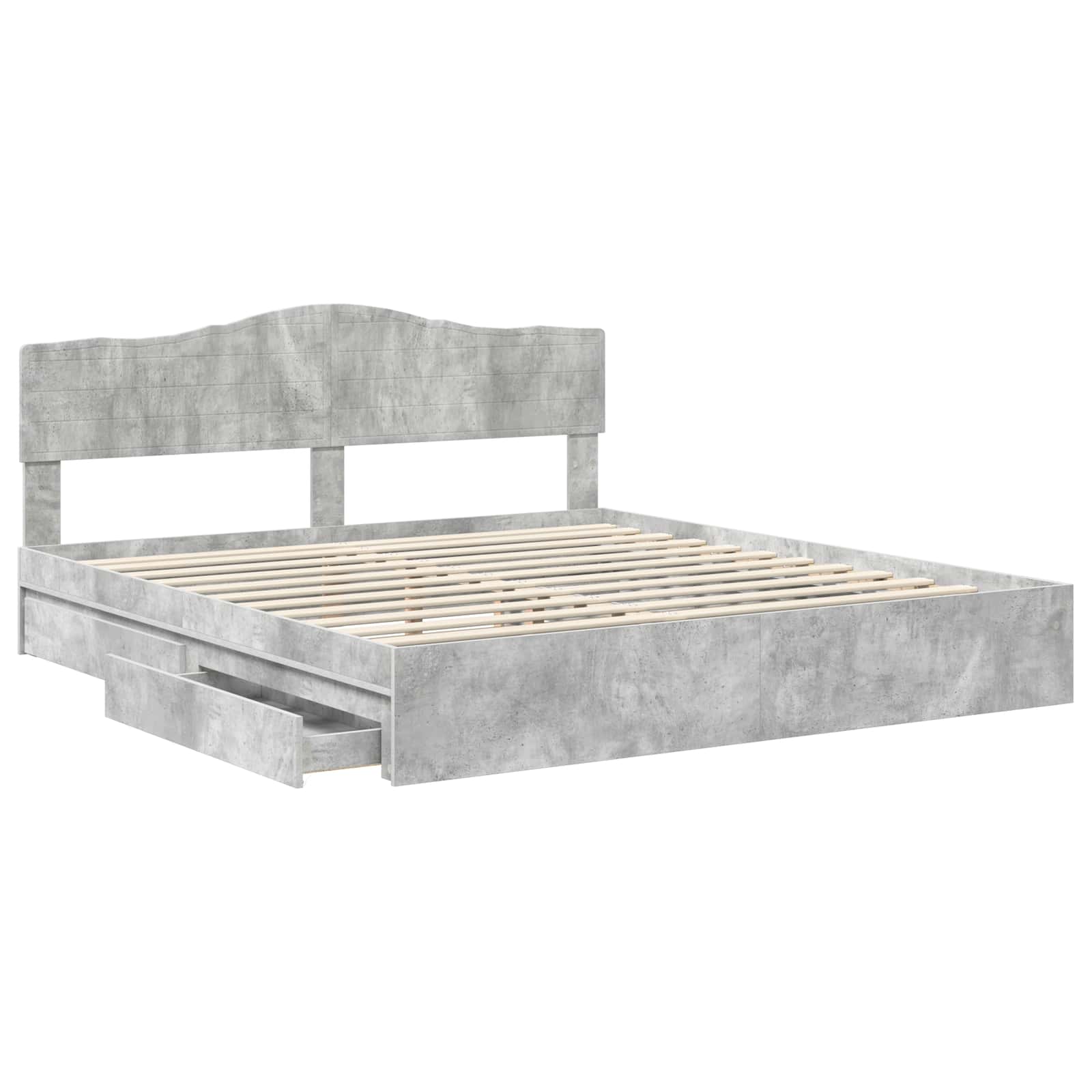 Aufbewahrungsbett Beton Grau 180 x 200 cm Holzwerkstoff