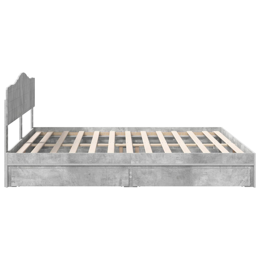 Aufbewahrungsbett Beton Grau 180 x 200 cm Holzwerkstoff